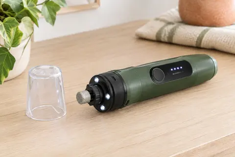 Lime électrique verte pour griffes avec tête de meulage, écran LED et capuchon transparent amovible