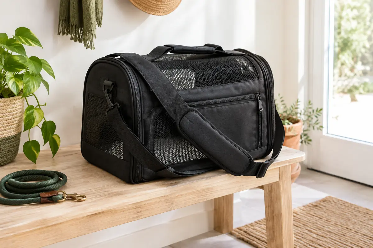 Sac bandoulière noir Nasjac avec maille respirante, sangle rembourrée et poches zippées.