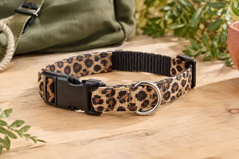 Collier pour chien en nylon à motif animal, avec boucle rapide et anneau en D en acier inoxydable